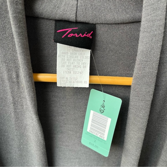 Torrid Gray Open Waterfall Lightweight Knit Sweater Cardigan Sz 2X(Torrid Sz 2) - Picture 3 of 10